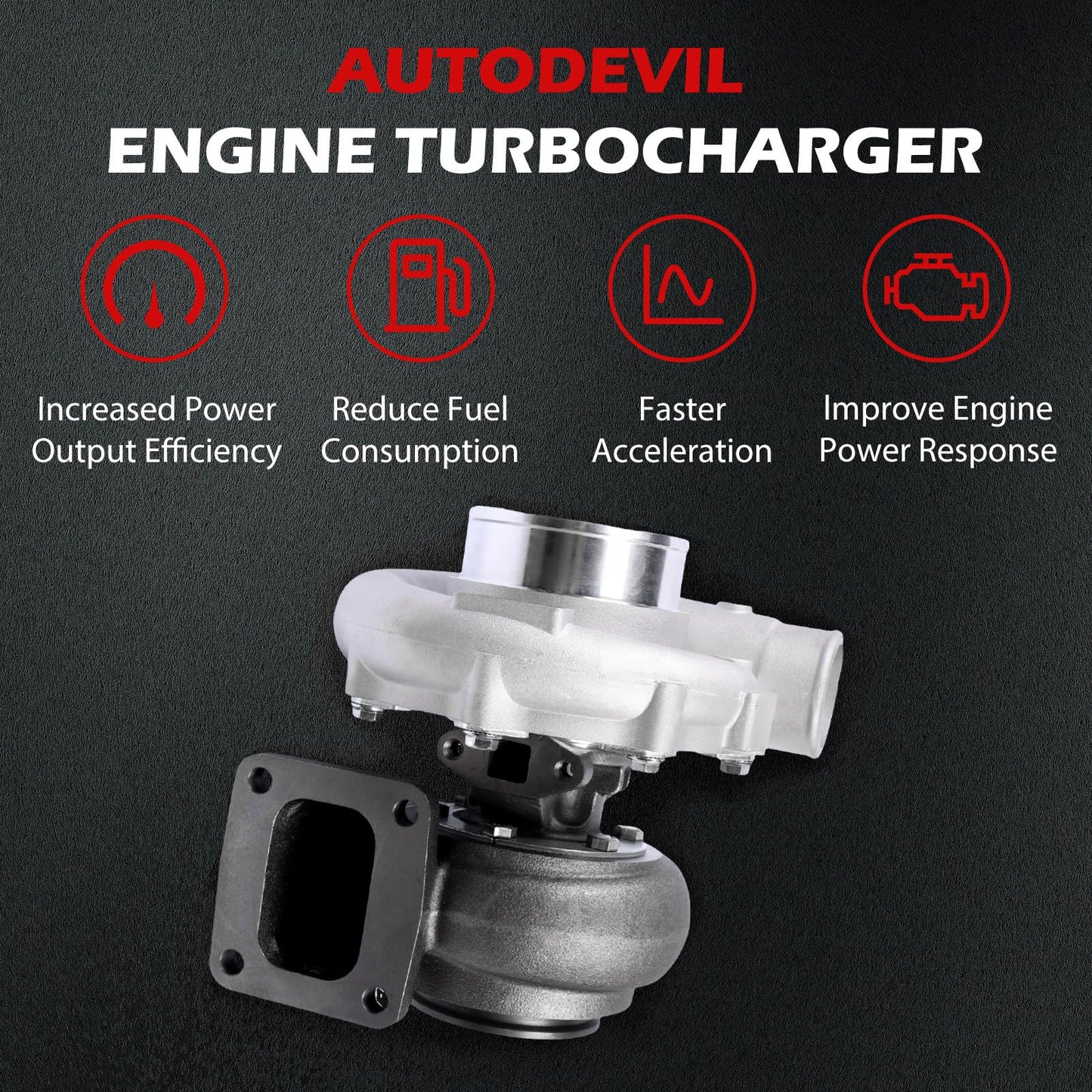 Autodevil T76 Universal Turbo Turbocharger with Flange T4, Turbo Charger Compatible with AR.96 600-1000HP Boost for V8 Cars for Above 3.5L Engines